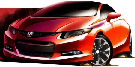Aventador Roadster Sketch on 2012 Honda Civic Concept Coupe Sketch Released   Modernracer Cars